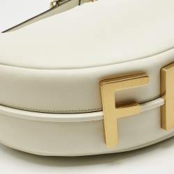 Pre Owned Fendi White Leather Medium Fendigraphy Hobo