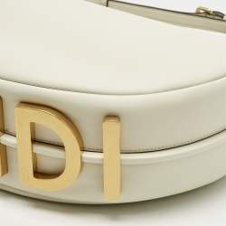 Pre Owned Fendi White Leather Medium Fendigraphy Hobo