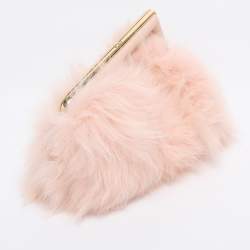 Pre Owned Fendi Pink For Fur and Leather Small First Clutch