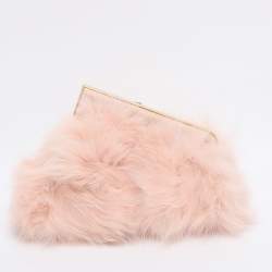 Pre Owned Fendi Pink For Fur and Leather Small First Clutch