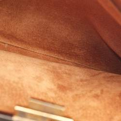 Pre Owned Fendi Brown Leather Medium Peekaboo Top Handle Bag