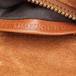 Pre Owned Fendi Brown Leather Medium Peekaboo Top Handle Bag