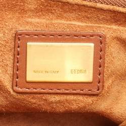 Pre Owned Fendi Brown Leather Medium Peekaboo Top Handle Bag