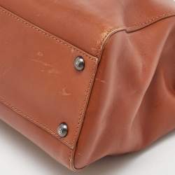 Pre Owned Fendi Brown Leather Medium Peekaboo Top Handle Bag