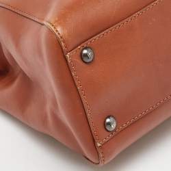 Pre Owned Fendi Brown Leather Medium Peekaboo Top Handle Bag