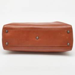 Pre Owned Fendi Brown Leather Medium Peekaboo Top Handle Bag