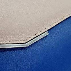 Pre Owned Fendi Blue Pink Leather Toujours Clutch and Shoulder Bag