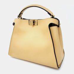 Pre Owned Fendi Yellow Leather Peekaboo Essentially Mini