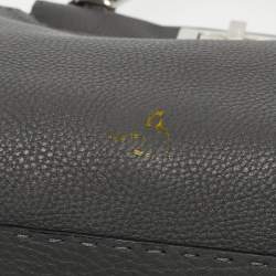 Pre Owned Fendi Grey Leather Medium Peekaboo Top Handle Bag