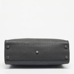 Pre Owned Fendi Grey Leather Medium Peekaboo Top Handle Bag