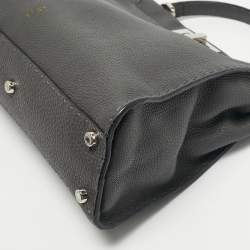Pre Owned Fendi Grey Leather Medium Peekaboo Top Handle Bag
