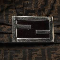 Pre Owned Fendi Tobacco Zucca Canvas Large Flap Shoulder Bag