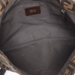 Pre Owned Fendi Tobacco Zucca Canvas Large Flap Shoulder Bag