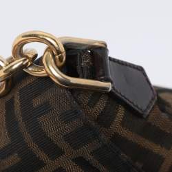 Pre Owned Fendi Tobacco Zucca Canvas Large Flap Shoulder Bag