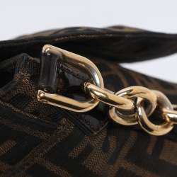 Pre Owned Fendi Tobacco Zucca Canvas Large Flap Shoulder Bag