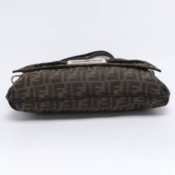 Pre Owned Fendi Tobacco Zucca Canvas Large Flap Shoulder Bag