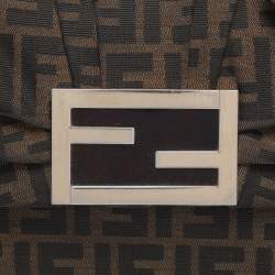 Pre Owned Fendi Tobacco Zucca Canvas Large Flap Shoulder Bag