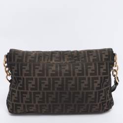 Pre Owned Fendi Tobacco Zucca Canvas Large Flap Shoulder Bag
