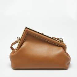 Pre Owned Fendi Brown Leather Small First Shoulder Bag