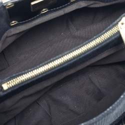 مملوكة مسبقًا Fendi Black Textured Fabric and Patent Leather Small Mia Tote