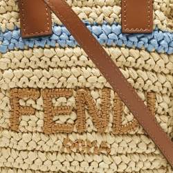 Pre Owned Fendi Brown/Natural Raffia Mini Soft Sunshine Tote
