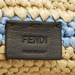 Pre Owned Fendi Brown/Natural Raffia Mini Soft Sunshine Tote