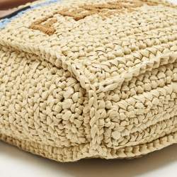 Pre Owned Fendi Brown/Natural Raffia Mini Soft Sunshine Tote