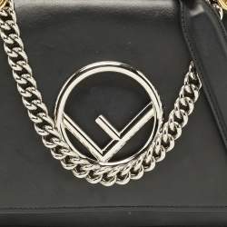 Pre Owned Fendi Black Leather Small Kan I F Shoulder Bag