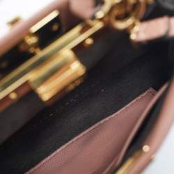 Pre Owned Fendi Peach Leather Micro Peekaboo Crossbody Bag