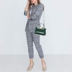 Pre Owned Fendi Green/Black Python Mini Peekaboo Top Handle Bag