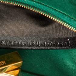 Pre Owned Fendi Green/Black Python Mini Peekaboo Top Handle Bag