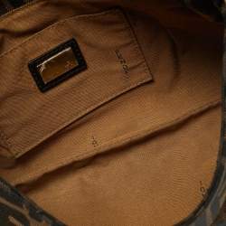 Pre Owned حقيبة كتف فندي شيف ذات قلاب من جلد وقماش زوكا تبغ