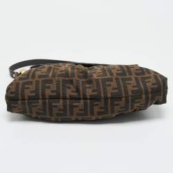 Pre Owned حقيبة كتف فندي شيف ذات قلاب من جلد وقماش زوكا تبغ