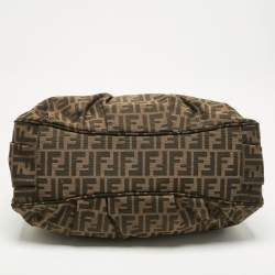 Pre Owned Fendi Tobacco/Purple Zucca Canvas and Patent Leather Large Mia Shoulder Bag