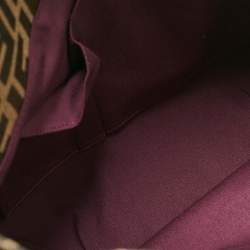 Pre Owned Fendi Tobacco/Purple Zucca Canvas and Patent Leather Large Mia Shoulder Bag