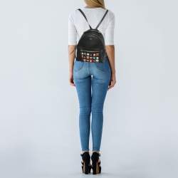 Pre Owned Fendi Black Leather Mini Studded By The Way Backpack
