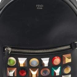Pre Owned Fendi Black Leather Mini Studded By The Way Backpack