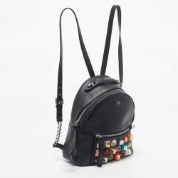 Pre Owned Fendi Black Leather Mini Studded By The Way Backpack