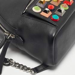 Pre Owned Fendi Black Leather Mini Studded By The Way Backpack