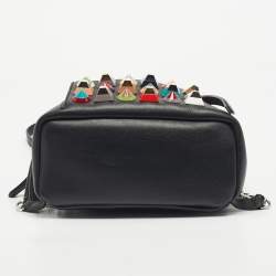 Pre Owned Fendi Black Leather Mini Studded By The Way Backpack