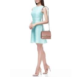 Pre Owned Fendi Old Rose Leather Mini Scalloped Studded Kan I Shoulder Bag