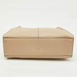 Pre Owned Fendi Beige Leather Large X Lite Peekaboo Top Handle Bag