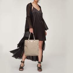 Pre Owned Fendi Beige/Pink Zucchino Canvas Logo Tote