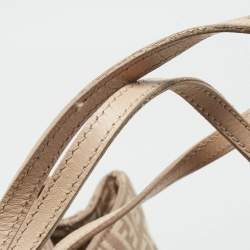 Pre Owned Fendi Beige/Pink Zucchino Canvas Logo Tote