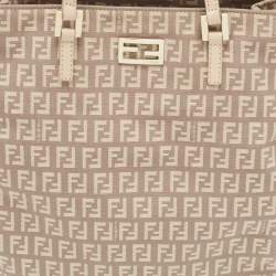 Pre Owned Fendi Beige/Pink Zucchino Canvas Logo Tote