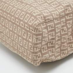 Pre Owned Fendi Beige/Pink Zucchino Canvas Logo Tote