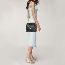 Pre Owned Fendi Black Leather Small Hypnoteyes Dotcom Top Handle Bag