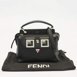 Pre Owned Fendi Black Leather Small Hypnoteyes Dotcom Top Handle Bag