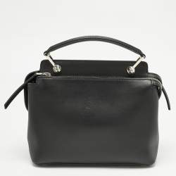Pre Owned Fendi Black Leather Small Hypnoteyes Dotcom Top Handle Bag