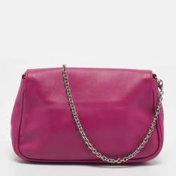 Pre Owned Fendi Pink Leather Fendista Pochette Crossbody Bag
